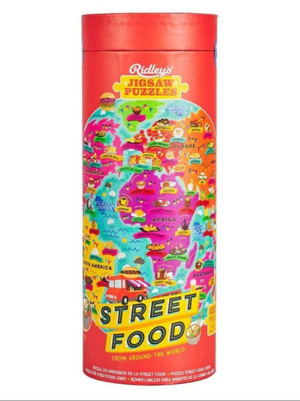 Ridley's Street Food Lover's 1000 Piece Round Jigsaw Puzzle Map World Foodie Gif